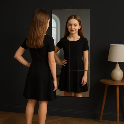 Samolepiace zrkadlá s HD čistotou (4 ks, 30x30 cm) | MIRRAZE